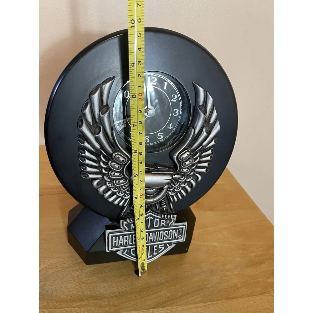 HARLEY DAVIDSON DESK CLOCK BLACK EAGLE FRAME 2003 MANTEL WORKS